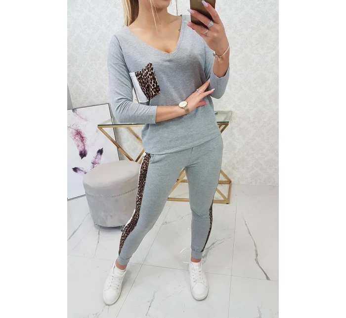 Sada s leopardím potiskem šedá Sada s leopardím potiskem šedá