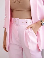 Elegantní souprava saka a kalhot cukrově růžová