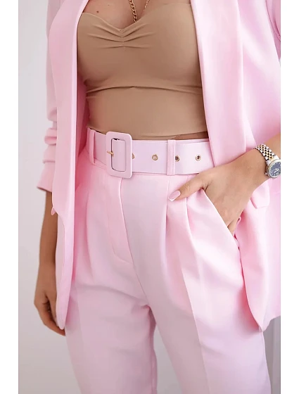 Elegantní souprava saka a kalhot cukrově růžová
