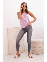 Dámská bavlněná tílko s model 21820491 u krku fialová - K-Fashion