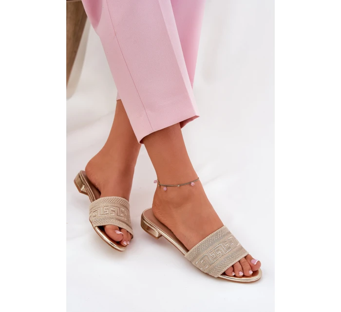 Dámské Sandály Na Plochém Podpatku Zlaté model 21688228 - Boto Dámské Sandály Na Plochém Podpatku Zlaté model 21688228 - Boto