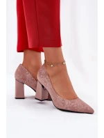 Elegantní lodičky na podpatku v růžové model 21692745 růžové - VINCEZA