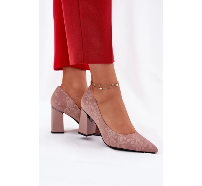 Elegantní lodičky na podpatku v růžové model 21692745 růžové - VINCEZA