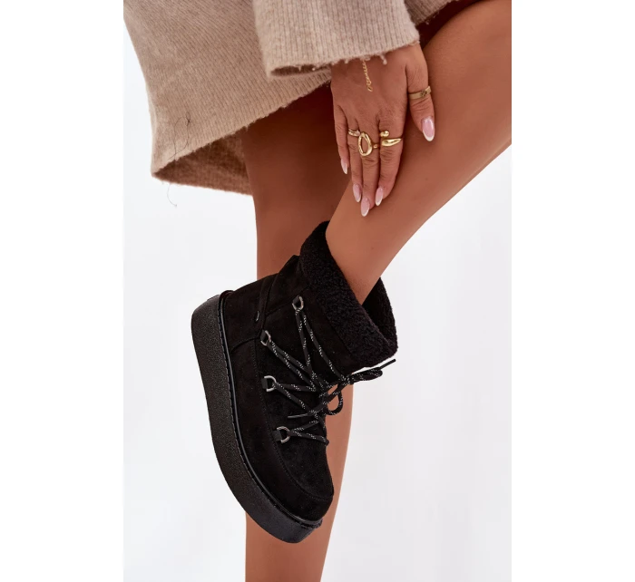Dámské sněhule na platformě s šněrováním černé Roselya