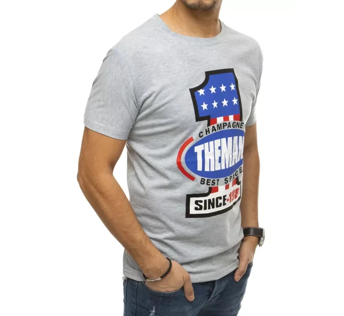 Pánské tričko s potiskem šedé model 21962705 - Dstreet