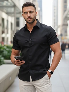 Pánské tričko s krátkým rukávem černé FashionStreet KX1044