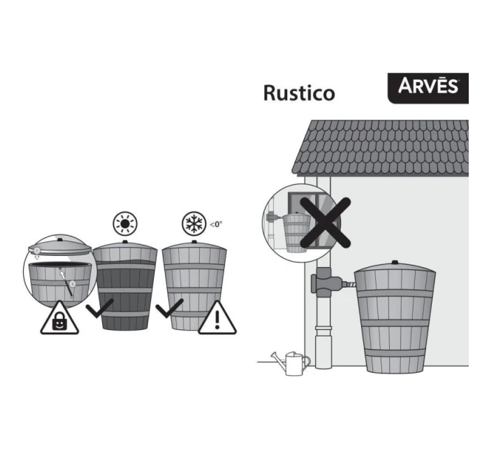 Sud na dešťovou vodu RUSTICO 275L UMBRA WOOD dětské