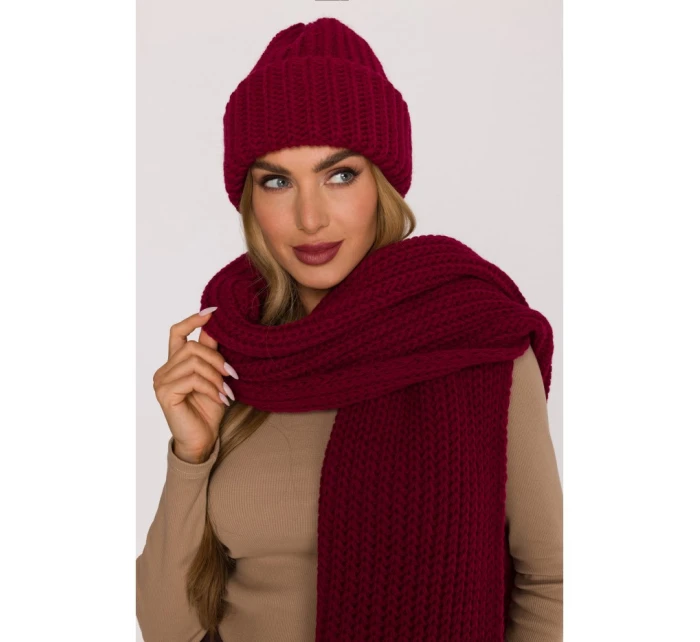 model 21417244 Žebrovaná čepice bordó - Moe