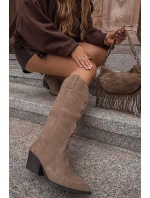 Dámské zateplené kožené kovbojky Urselle – khaki Dámské zateplené kožené kovbojky Urselle – khaki