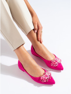 Komfortní růžové  baleríny dámské bez podpatku