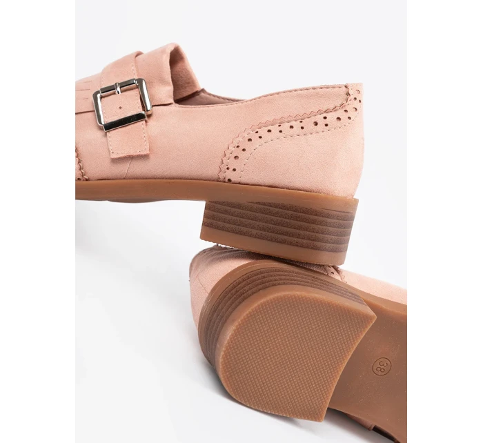 Pěkné  mokasíny růžové dámské na plochém podpatku