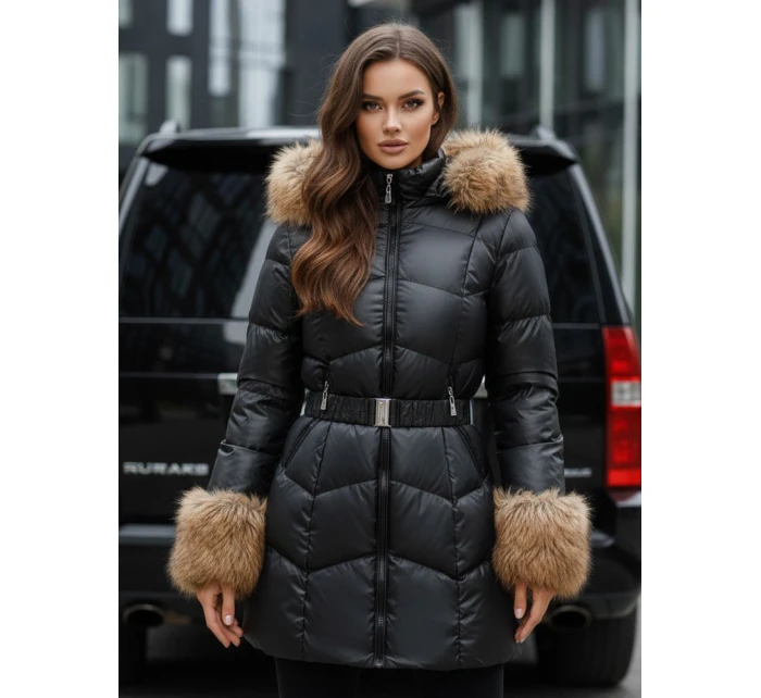 Dámská zimní prošívaná bunda s kapucí černá FashionStreet TY5320