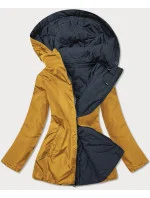 Tmavě modro-žlutá oboustranná dámská prošívaná bunda (MHM-W589) Tmavě modro-žlutá oboustranná dámská prošívaná bunda (MHM-W589)
