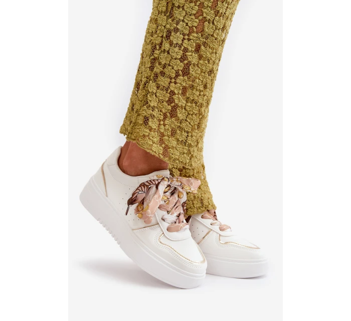 Dámské Tenisky Na Platformě S Dekorativním Šněrováním Bílé Mistra Dámské Tenisky Na Platformě S Dekorativním Šněrováním Bílé Mistra