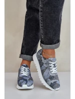 Zamšové Vzorované Sportovní Boty Na Platformě S Leskem D&A LR51-635 Modré