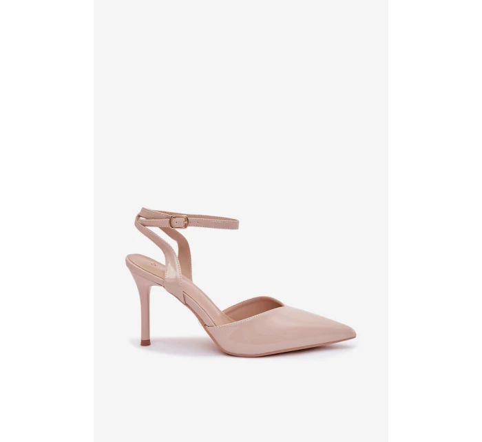 Lakované lodičky s patou béžové model 21788272 - Boto