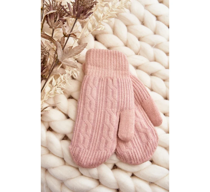 Teplé dámské rukavice na jeden prst, růžové
