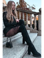 Dámské nadkolenní kozačky Tahlina na sloupku – černé Dámské nadkolenní kozačky Tahlina na sloupku – černé