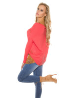 Trendy Koucla pullover with lace and rhinestones