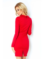 Společenské dámské šaty COLLAR s ozdobnými zipy červené - Červená - Numoco
