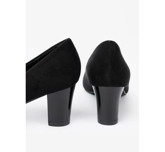 Módní dámské  lodičky černé na širokém podpatku