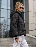 Dámská prošívaná bunda s kapucí, černá, FashionStreet TY5759 Dámská prošívaná bunda s kapucí, černá, FashionStreet TY5759
