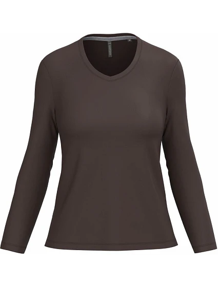 Kariban K 382 Dámské tričko do V s dl. rukávem 20.K382 chocolate Kariban K 382 Dámské tričko do V s dl. rukávem 20.K382 chocolate