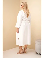 Dámské bavlněné košilové šaty Plus Size s páskem ecru