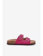 Textilní sandály na korkové podrážce s přezkami fuchsie model 21685385 - Boto