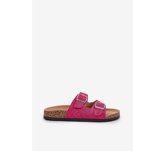 Textilní sandály na korkové podrážce s přezkami fuchsie model 21685385 - Boto