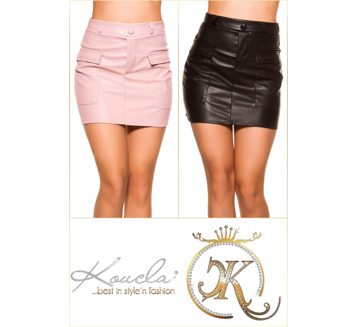 Sexy leatherlook mini skirt with pockets