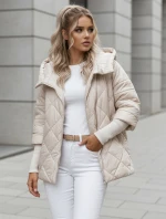 Dámská přechodná prošívaná bunda oversize PUFFILOF light beige FashionStreet TY4856