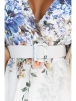 Vzdušné maxi šaty s obálkovým výstřihem, páskem a květinovým  model 21186117 - numoco basic