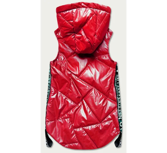 Červená dámská vesta s ozdobnými páskami (B8096-4) Červená dámská vesta s ozdobnými páskami (B8096-4)