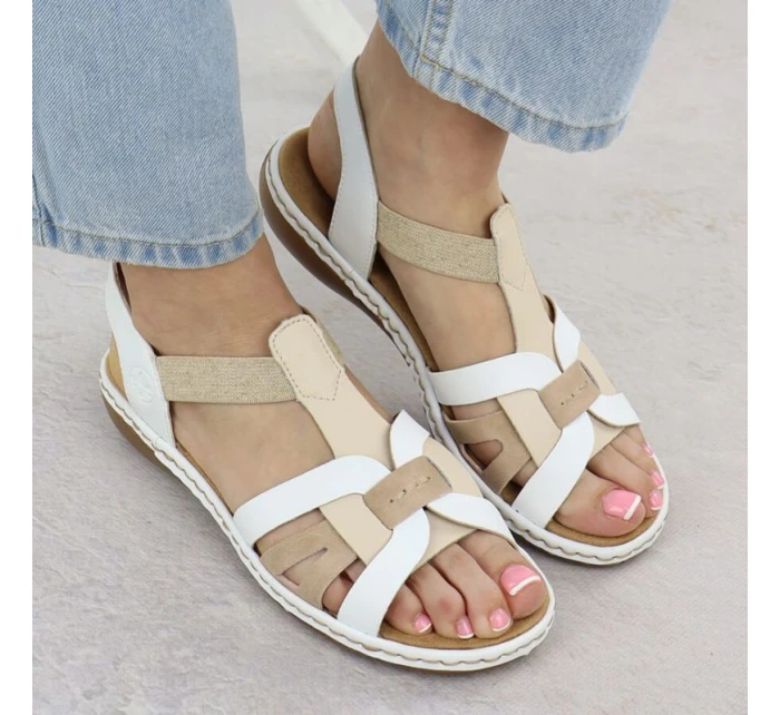 Pohodlné dámské nazouvací sandály bílé model 21904731 - Rieker