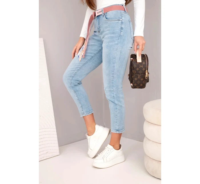 Dámské džíny s vysokým pasem a model 21924561 modré - K-Fashion