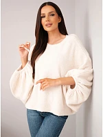 Svetr dámský s přídavkem alpak oversize světlý béžový
