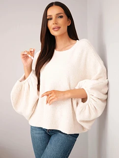 Svetr dámský s přídavkem alpak oversize světlý béžový