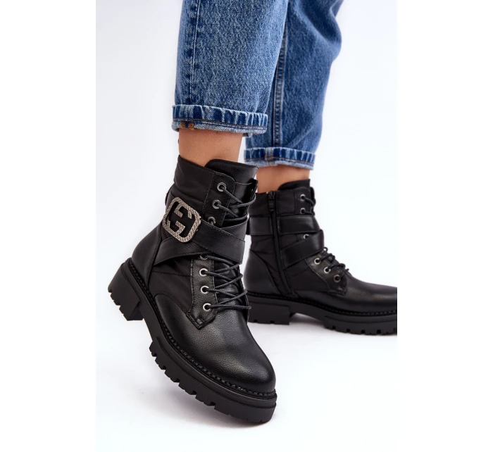 Kožené Černé Botky Workery S model 21632510 - Boto