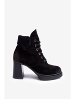 Šněrovací Zimní Boty Na Podpatku Černé model 21634844 - Boto