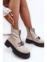 Dámské boty na zip D&A Světle šedá model 21636957 - S.Barski