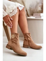 Dámské Botky Na Zip S Ozdobným Detalem Eko Semišové Béžové model 21668035 - Boto Dámské Botky Na Zip S Ozdobným Detalem Eko Semišové Béžové model 21668035 - Boto