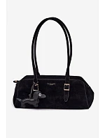 Kabelka z imitace semiše s přívěskem jezevčík černá Noely