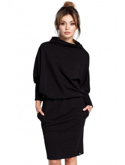 Šaty s rukávy černé model 18002397 - BeWear