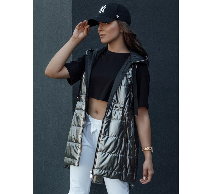 Dámská prošívaná vesta PIXIECODE tmavě šedá FashionStreet TY4437