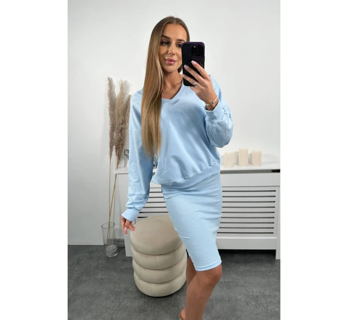 Halenka + pruhované šaty modré