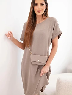 Dámské šaty s krátkým rukávem a kabelkou na řetízku fango