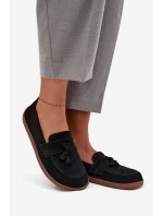 Kožené semišové mokasíny typu barefoot Zazoo 322 černé