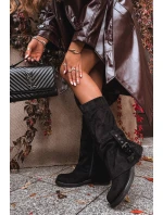 kozačky s vrchní částí a přezkou Černé model 21715441 - Boto