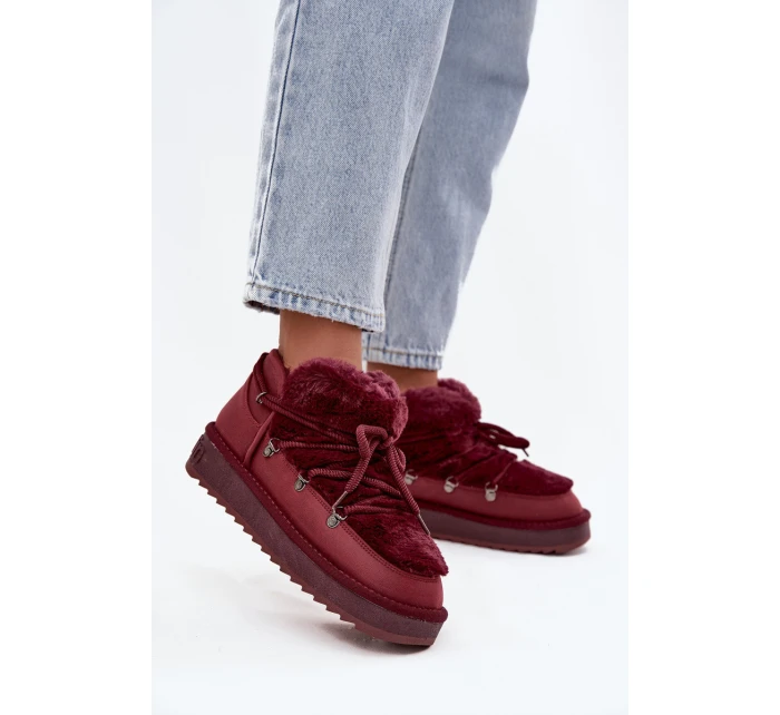 Nízké sněhule na platformě s kožíškem D.Franklin DFSH370011 bordové